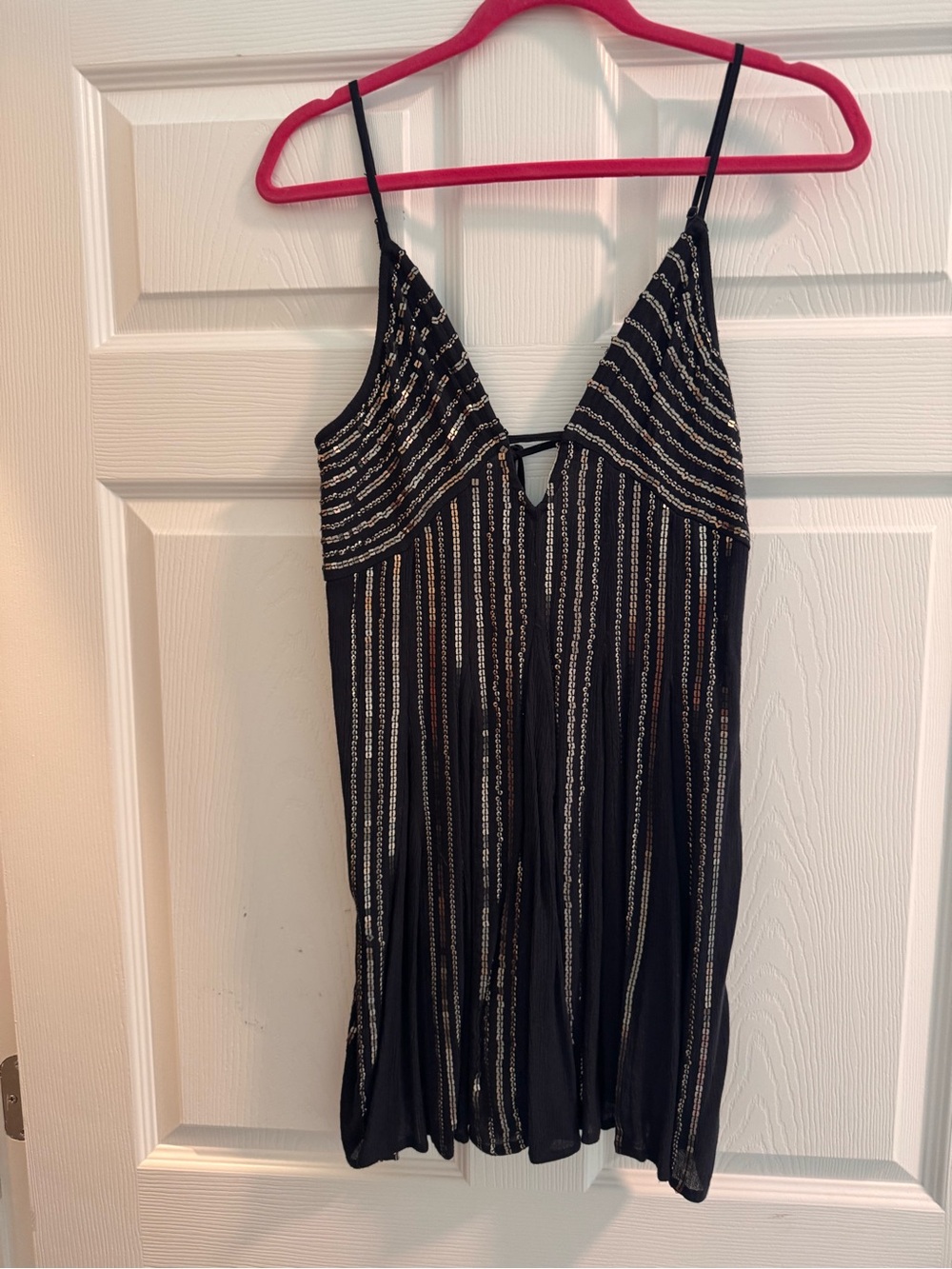 Black and Gold Sequin Striped Slip Dress